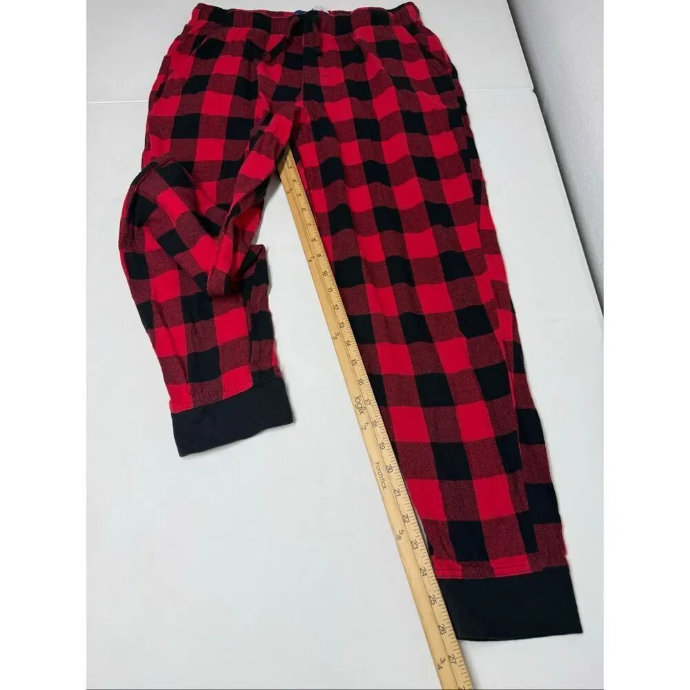 Old Navy Men’s Flannel Jogger Pajama Pants Sleep Lounge Red Black Plaid Sz M